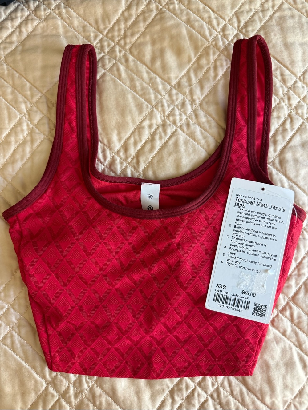 lululemon athletica Textured Mesh Tennis Tank Top - Red